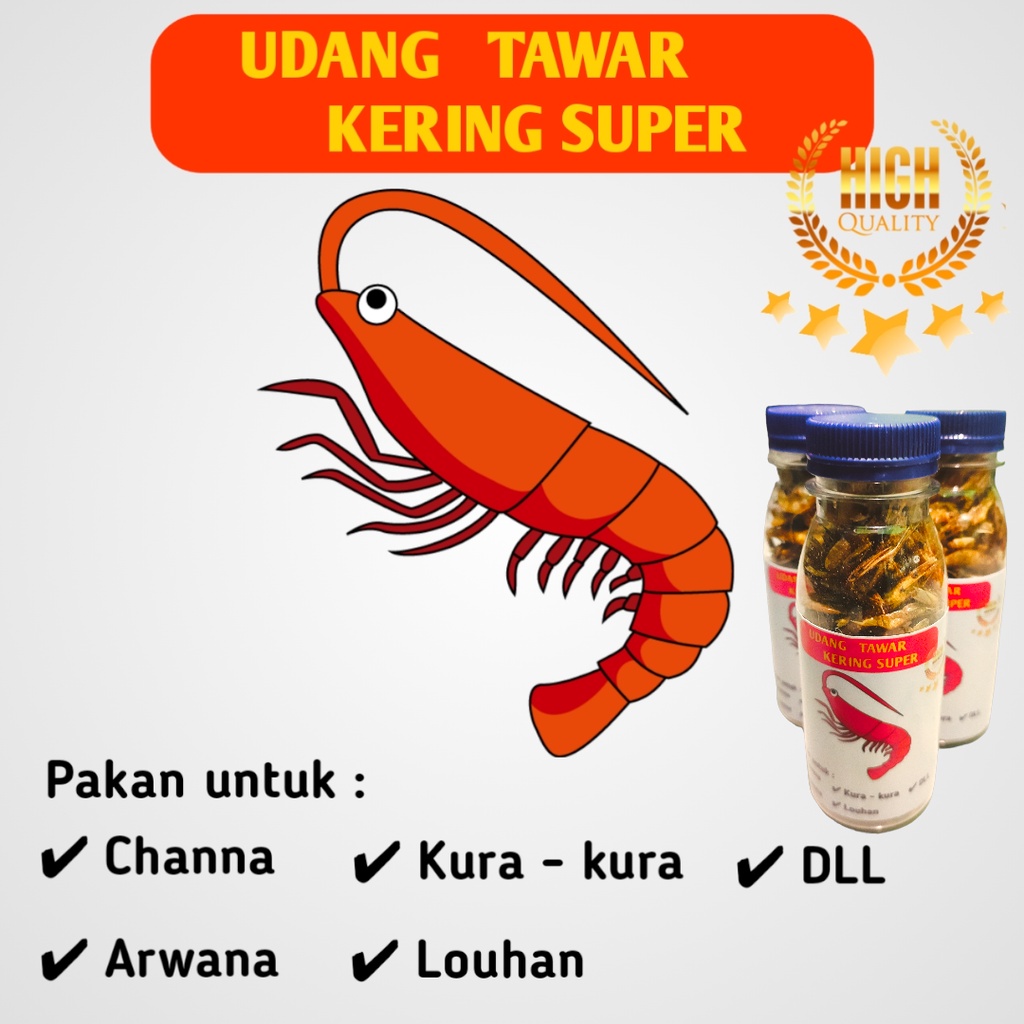 udang tawar kering super pakan ikan channa predator / udang tawar kering