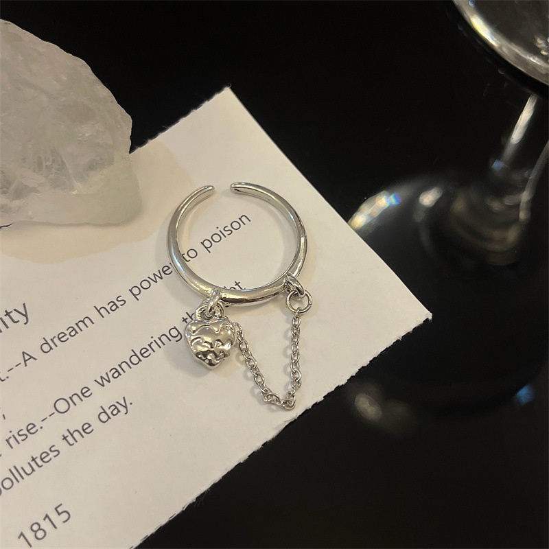 Cincin Love Ungu Manis Keren Love Rantai Rumbai Cincin Jari Telunjuk Terbuka