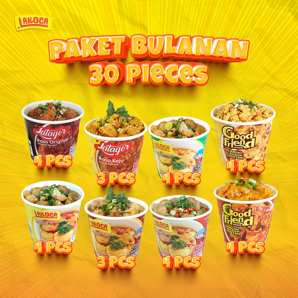 

Lakoca - Paket Stok Bulanan - All Variant - Isi 30 Cup