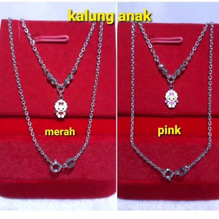 Kalung anak perak asli silver 925 kalung anak boneka lucu lapisan emas putih