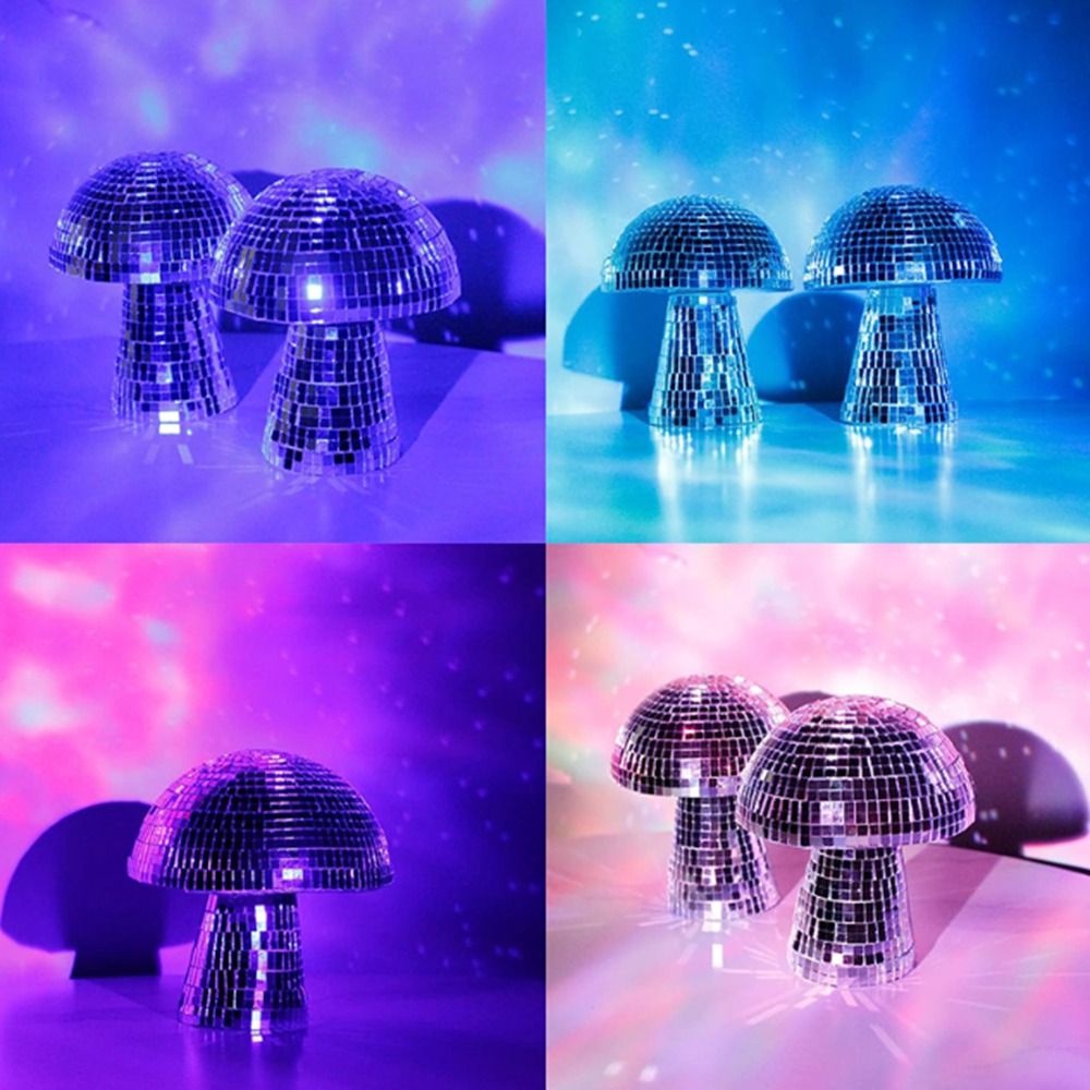 Rebuy Disco Ball Retro Hias Reflektif Bentuk Jamur Dekorasi Meja Kamar Multi Size Crystals Mushroom