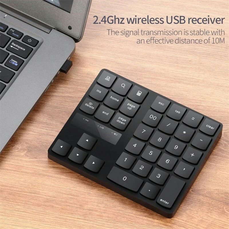 Keypad Numerik Multimedia Wireless 2.4GHz 35 Buttons Beesclover R57 Black