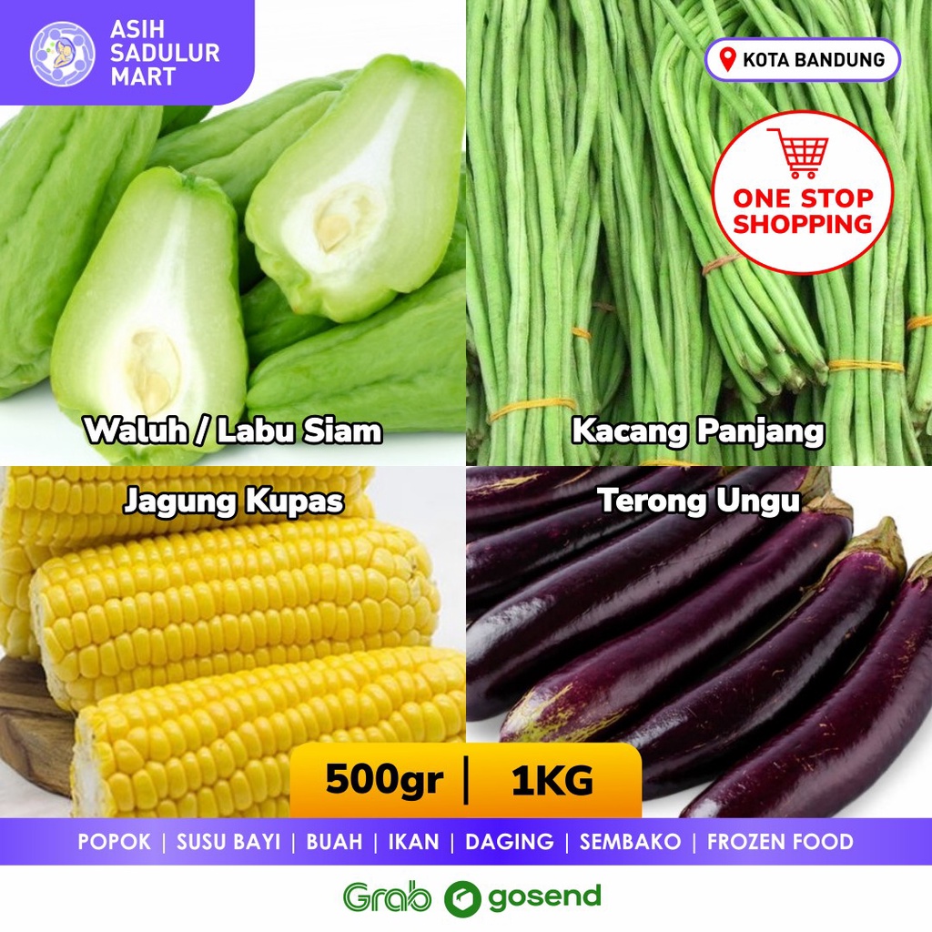 Labu Siam / Waluh 500gr 1kg | Jagung | Kacang Panjang | Terong Ungu Promo Sayuran Bandung | Asih Sadulur Mart