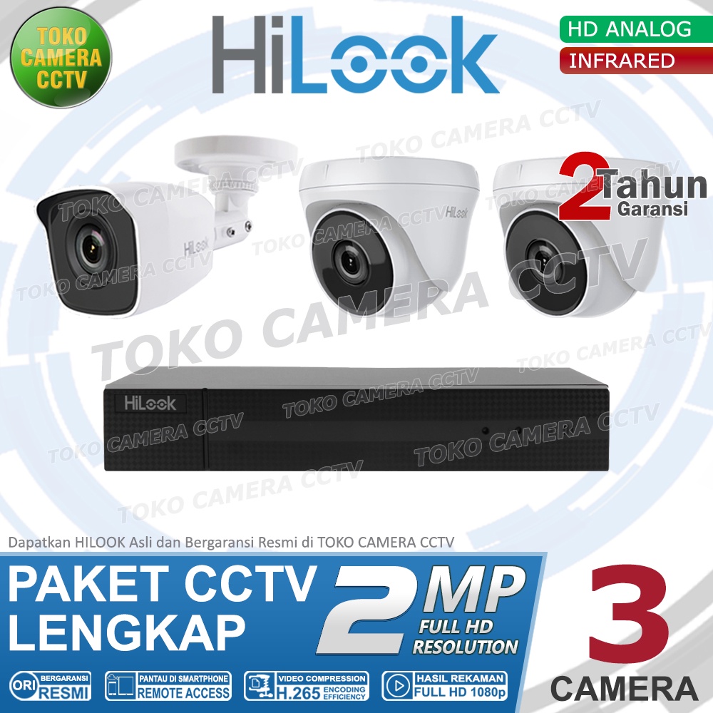 PAKET CCTV HILOOK 2MP 4 CHANNEL 3CAMERA