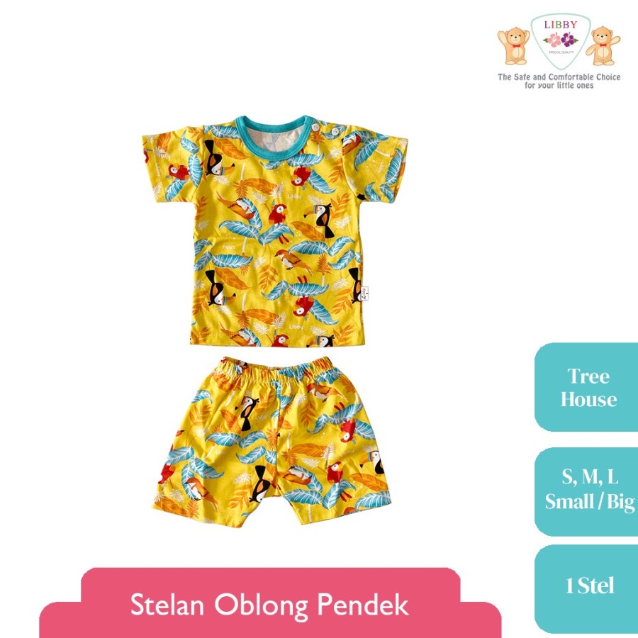 LIBBY Stelan Oblong Pendek Motif Tree House-S,M,L,2L,XL,XXL