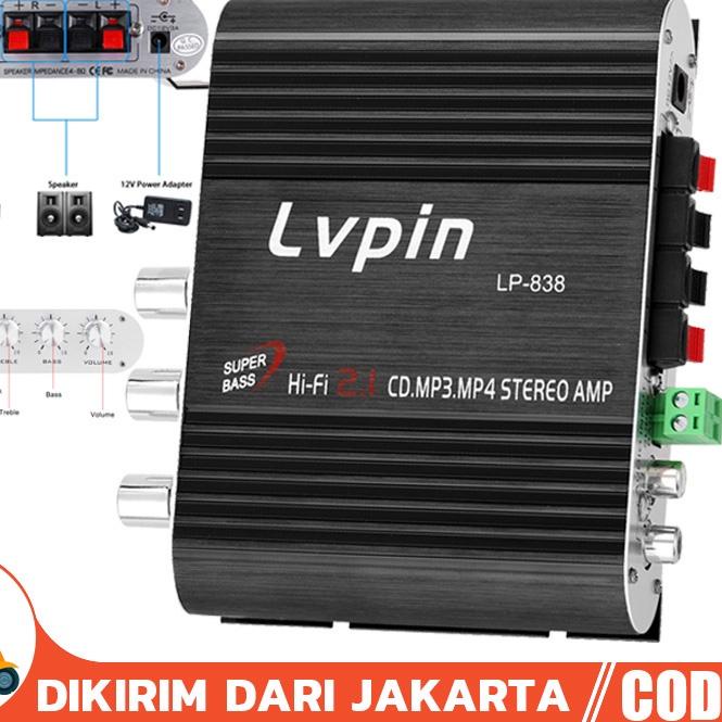 ☑ Ampli Mini HiFi Stereo Power Amplifier Treble Bass Booster 12V 2.1 Channel ⅎ