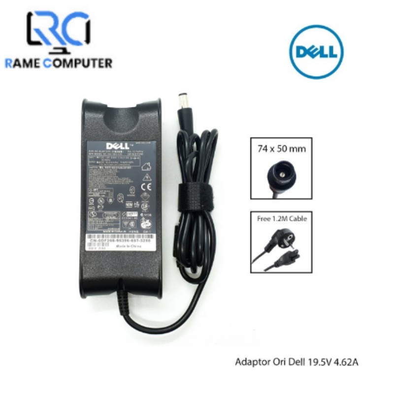 Adaptor Dell ORI 19.5V 4.62A 74x50mm/Charger Laptop/Charger dell