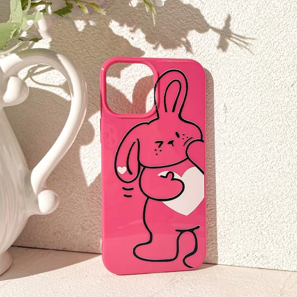 IPHONE Ins Pola Kelinci Cocok Untuk Iphone14 14pro 14plus 13 13mini 13pro 13prm iPhone12 7Plus 8Plus Xr XS 13 12mini Pro Max TPU Empat Sudut Casing Ponsel Tahan Guncangan