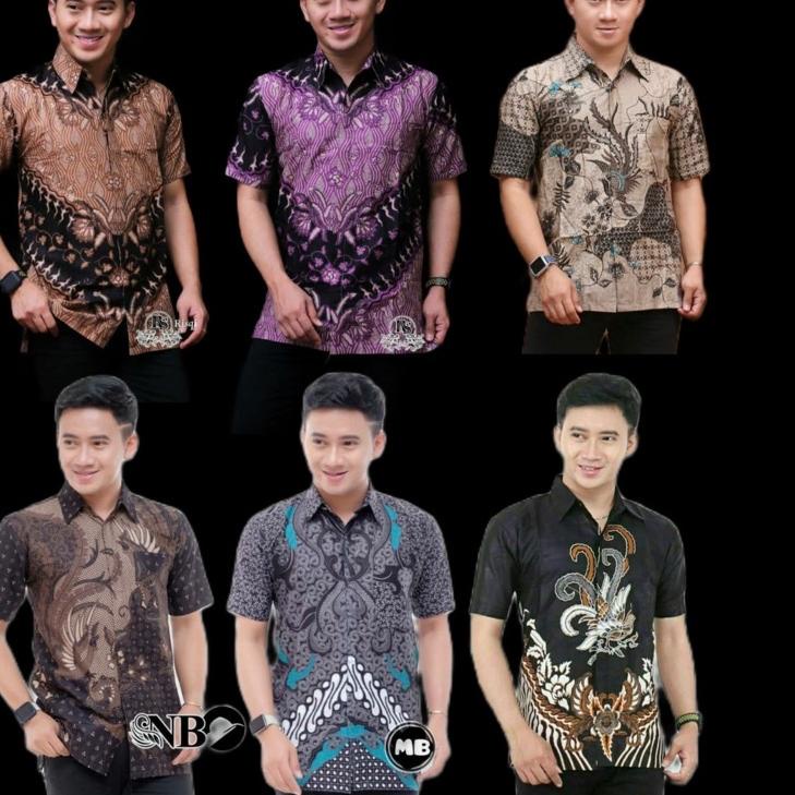 [cod]  Kemeja batik Mega semarangan abu pendek .. .. .. ..