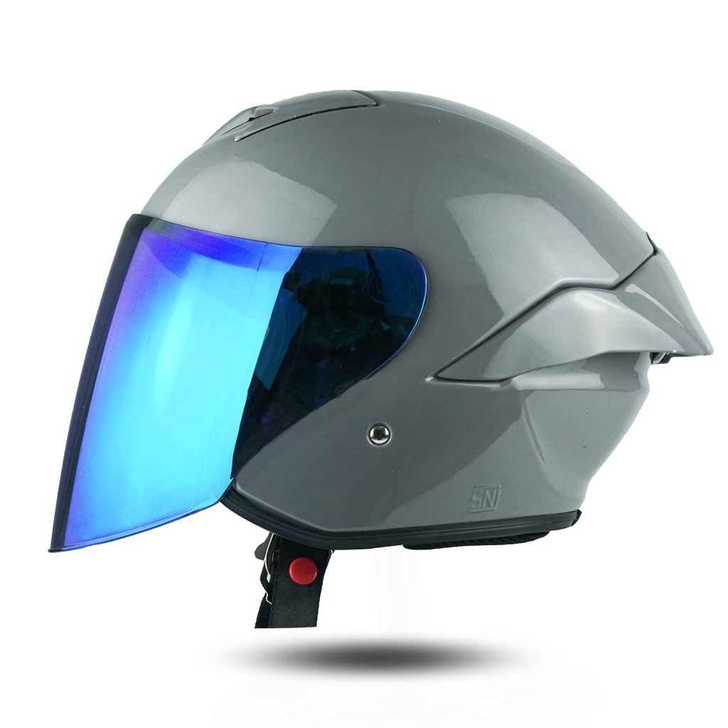 Helm JS1 Series Solid Premium Visor Blue  SNI Terbaru