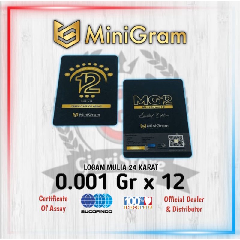 MINIGRAM EDISI 12 SPECIAL 0.001 Gram x 12 Emas Mini 24 Karat