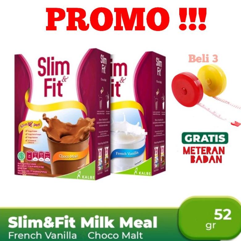 

♠ Susu Slim & Fit Milk 6x52gr Vanila atau Coklat/ Slim Fit Susu Kalbe/ Slimfit susu diet / Slim Fit Coklat Vanila / slim&fit susu Kalbe