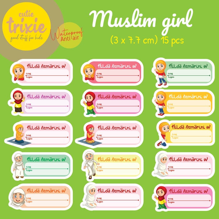 

Sticker Label Buku Mata Pelajaran / Mapel Anak Muslim Girl
