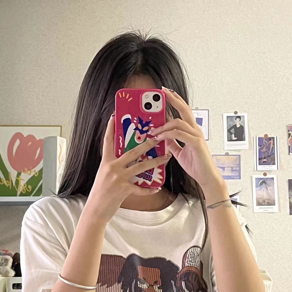 IPHONE Ins Pola Superman Dinamis Cocok Untuk Iphone14 14pro 14plus 13 13mini 13pro 13prm iPhone12 7Plus 8Plus Xr XS 13 12mini Pro Max Empat Sudut Casing Ponsel Tahan Guncangan