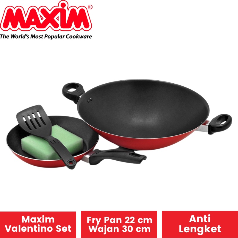 Maxim Galaxy Set of 5 | Valentino Frypan 22 cm Wok Wajan 30 cm FREE SPATULA