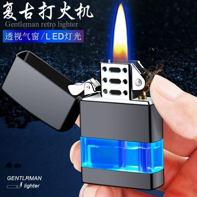 Korek Api Gas Ada Denting Vintage Transparant Lighter Classic murah