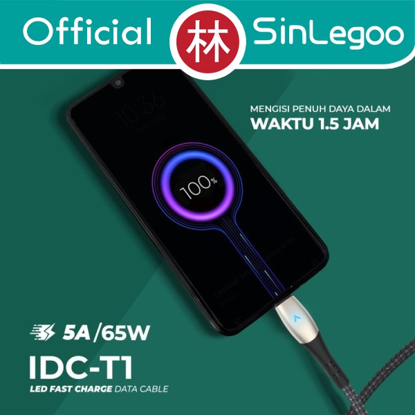 SinLegoo IDC-T1 Kabel Charger Fast Charging 65W 5A Type C Data Cable