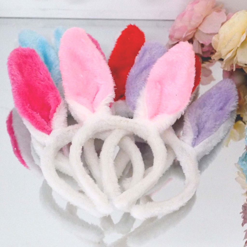 Bando Kuping Kelinci  Bulu Handuk Halus Bando Korea Kekinian Aksesoris Rambut Wanita Anak Dewasa