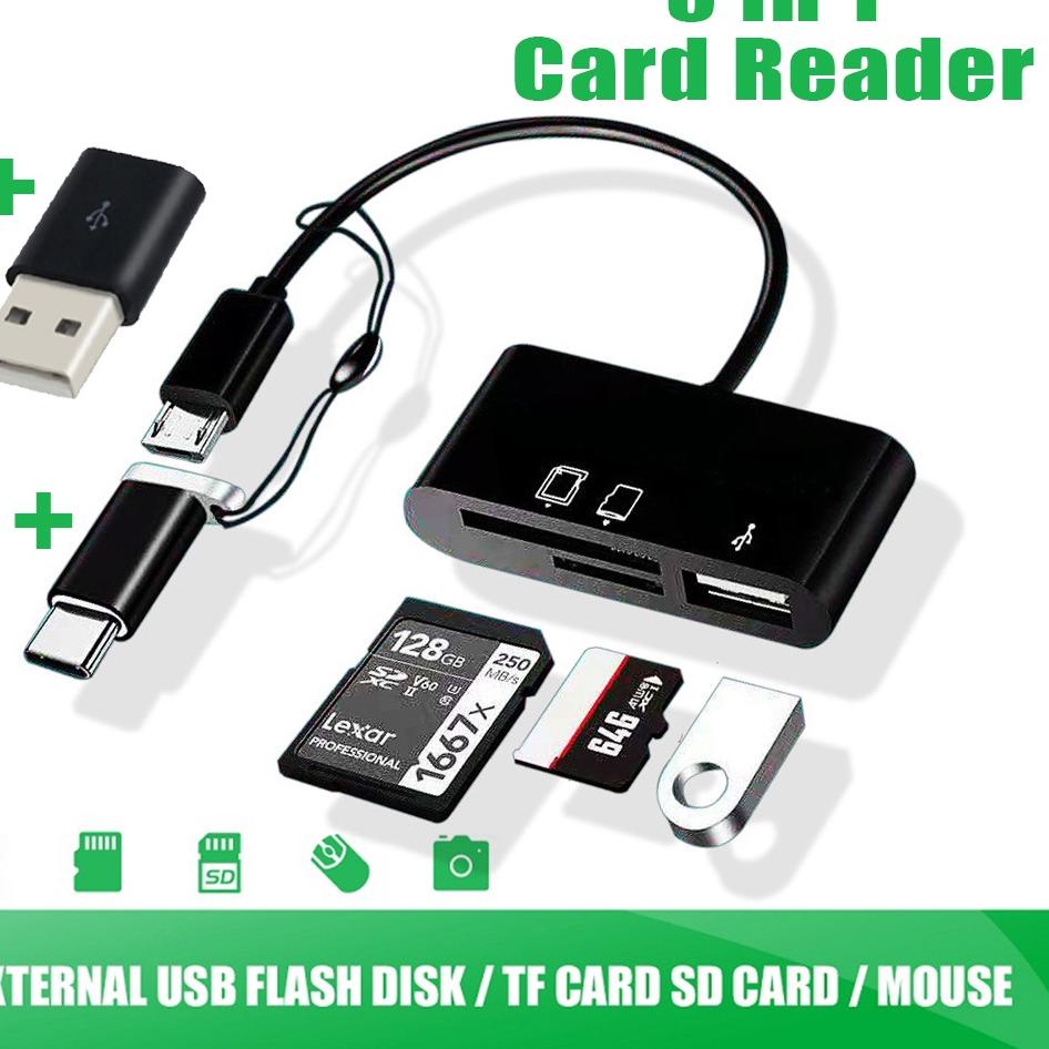 Promo【LIPI】 Card Reader Micro Usb / Tipe-C / Sd / Tf / Otg 3 In 1 Untuk Smartphone / MCB / Tablet✡