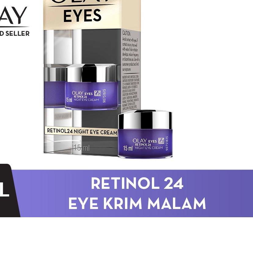 ☀ Olay Krim Mata RETINOL 24 Anti Aging Skincare Malam, Eye Cream 15ml ⅍