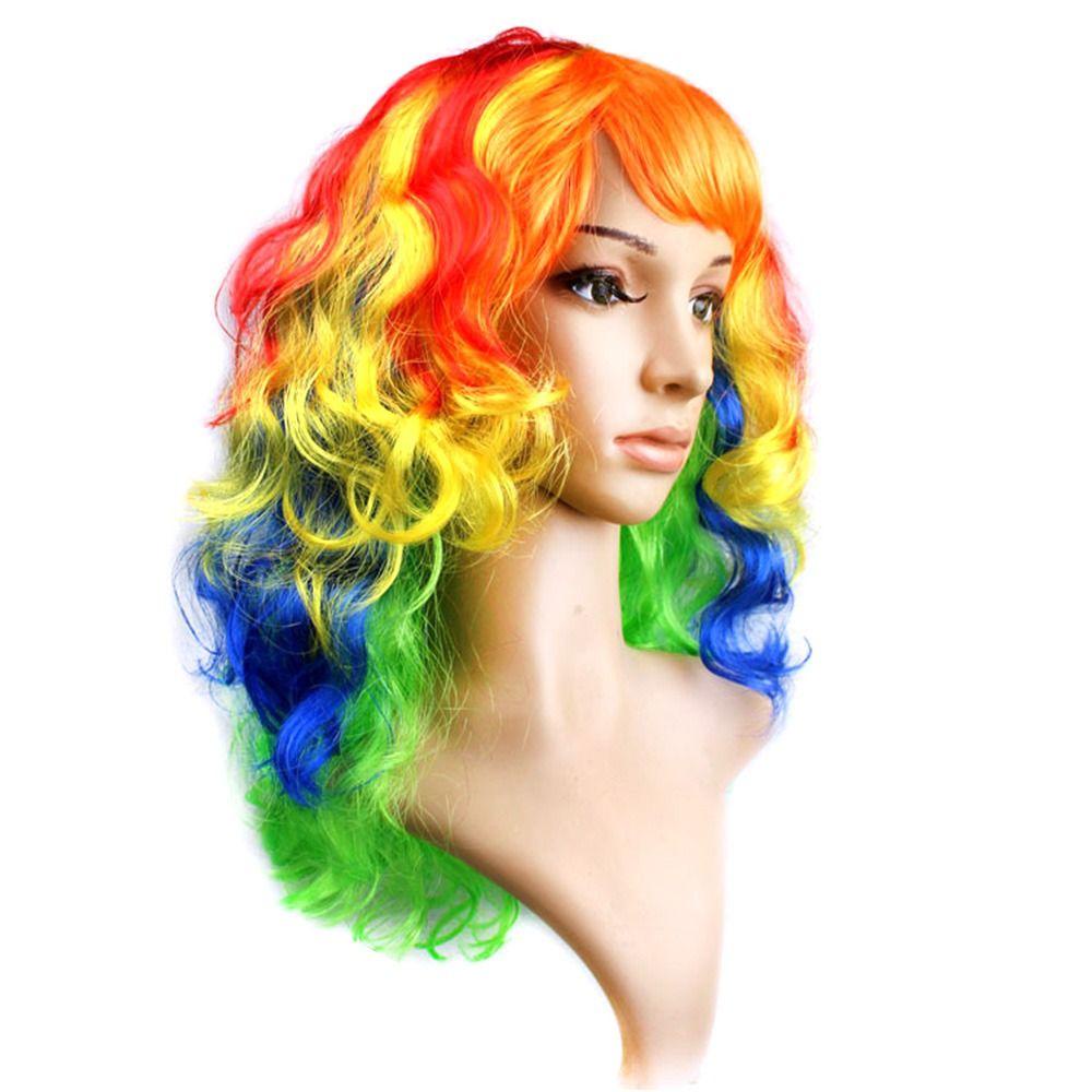 TOP Wig Wanita Hot Rambut Tebal Cosplay Kostum Pakaian Wanita Roll Panjang