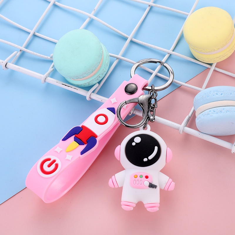 Kreatif Astronot Gantungan Kunci Pasangan Key Ring Charm Boneka Silikon Aksesoris Pasangan Tas Trendi Hiasan Hias