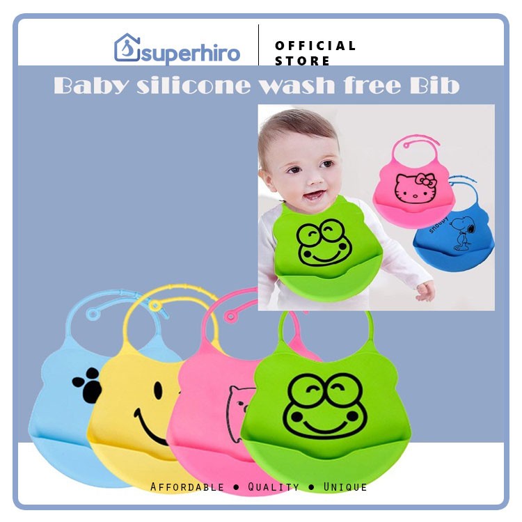 Celemek Makan Bayi Baby BIB Slabber Full Silikon Silicon Karakter