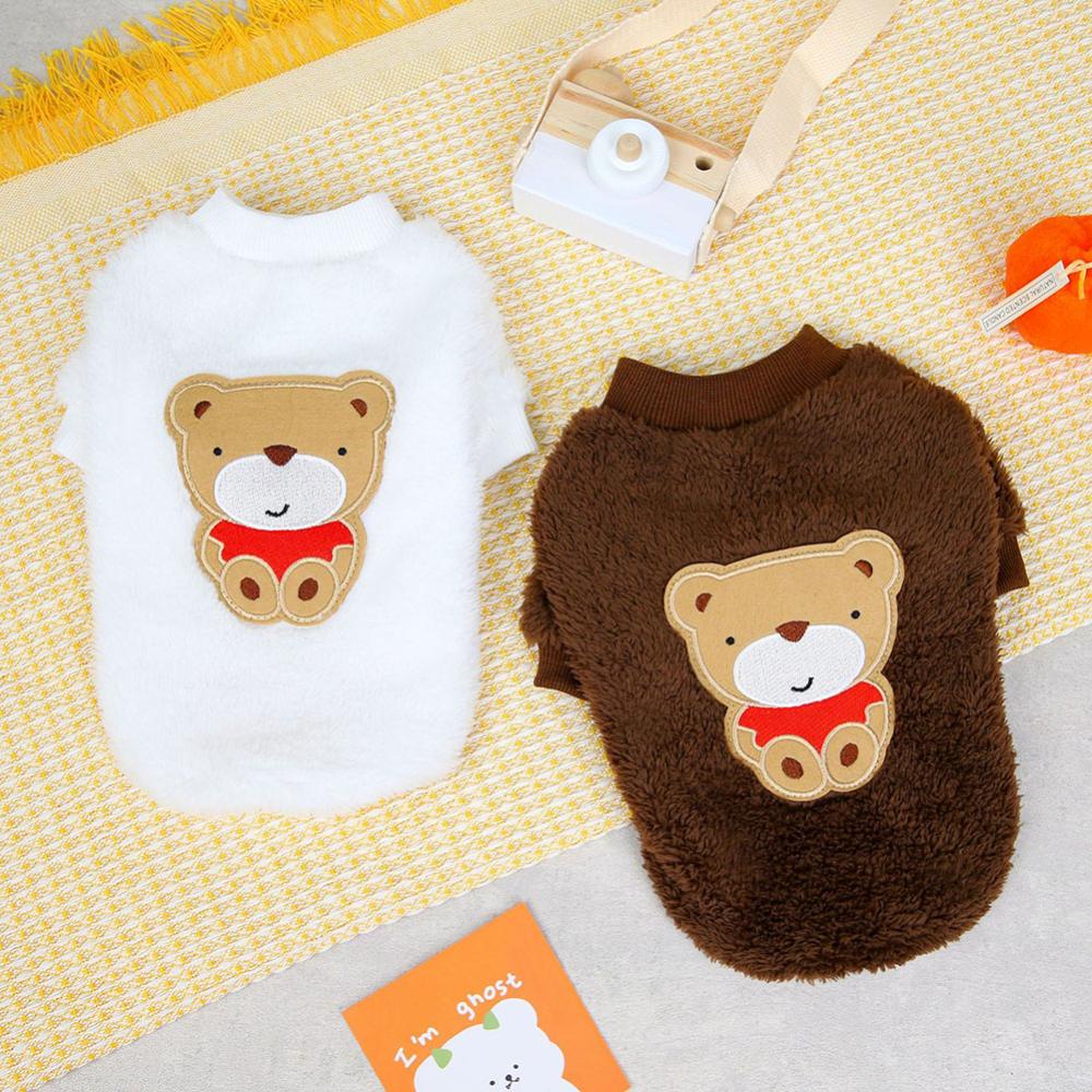 Timekey Pet Bear Printed Hoodie Coat Pakaian Peliharaan Hangat Musim Dingin Untuk Chihuahua Anjing Kucing Anjing Peliharaan Pakaian I2Q2