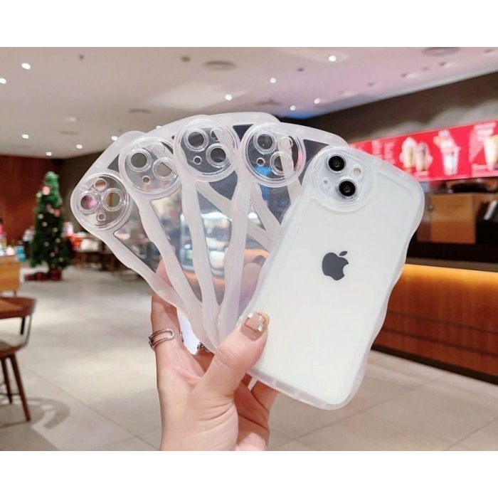 Clear Case WAVE Gelombang iPhone 13/13 Pro/13 Pro Max/14/14 Plus/14 Pro/14 Pro Max Softcase Bening Wavy Full Cover