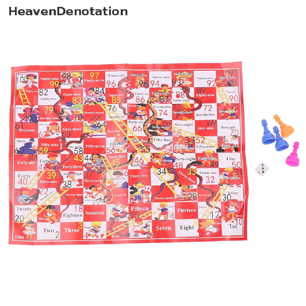 [HeavenDenotation] 2set Tangga Ular Edukasi Mainan Anak Portable Desktop Checkers Catur HDV
