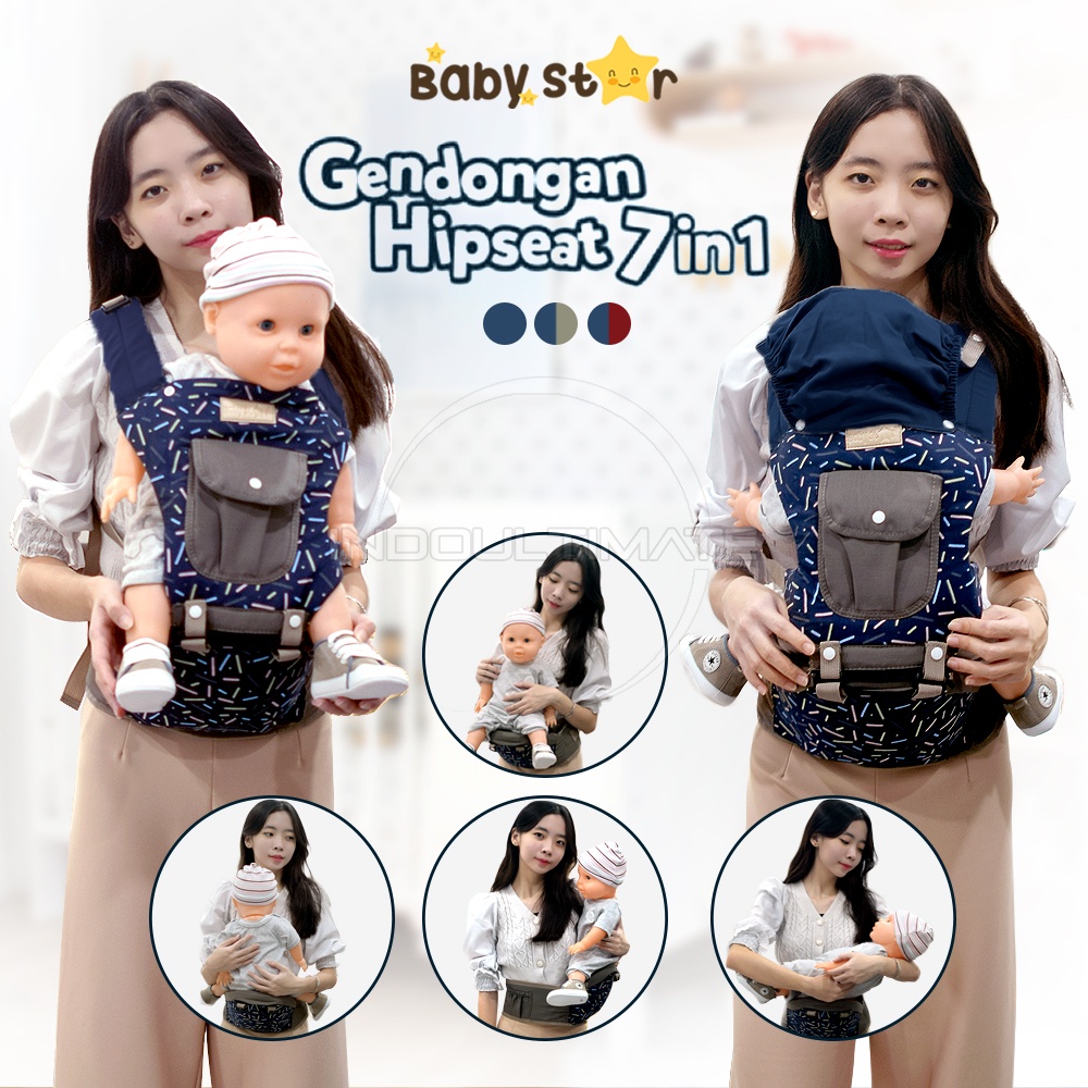 Gendongan Hipseat Bayi 7in1 Dengan Topi GBS-100 Gendongan Bayi Depan Hipseat Baby Carrier Model Terb