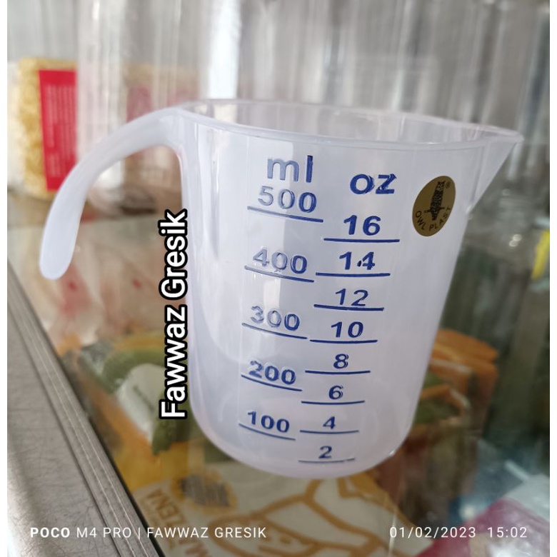 Gelas Takar Ukur Plastik 500ml / Gelas Takaran Kue Cake Masak Measuring Cup 500 ml