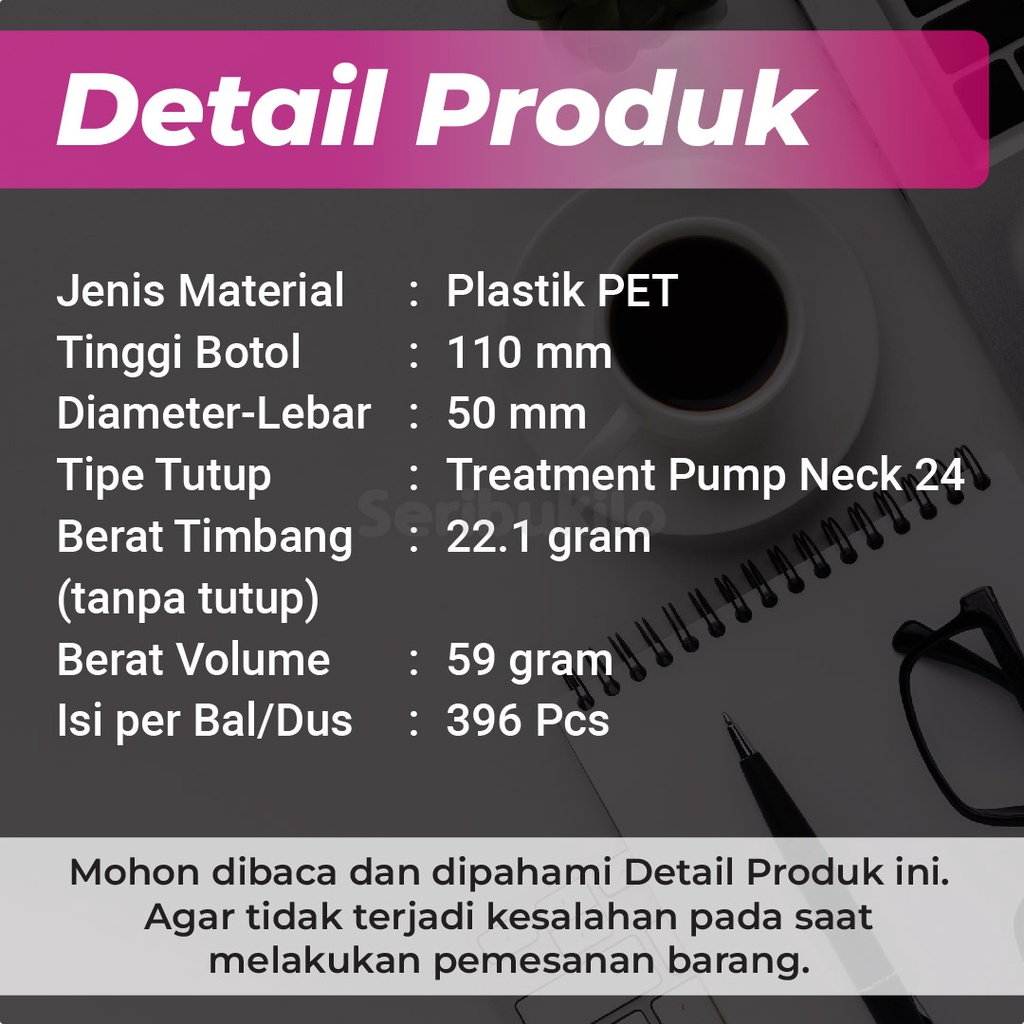 Botol Pump 150 ml SBR / Botol PET Treatment Pump 150 ml Pink &amp; Silver Full Cover