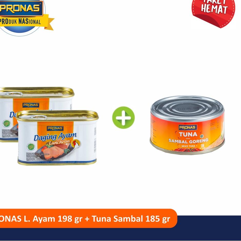 

♣ PRONAS Paket Chiken Luncheon 198g (2pcs) + Tuna Sambal 185g (1pcs) ✤