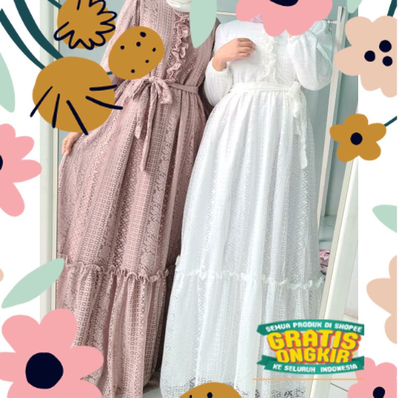 Gamis Dress Brukat Jumbo Ld 120 130 140 ZIZARA BRUKAT S M L XL XXL XXXL 5L Gamis Wanita Terbaru 2022