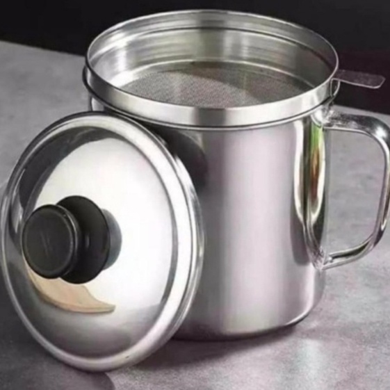 PA SARINGAN MINYAK GORENG STAINLESS OIL POT / TEMPAT PENYARING MINYAK JELANTA / WADAH PENYARING MINYAK / SARINGAN MINYAK GORENG 1300ML PR133