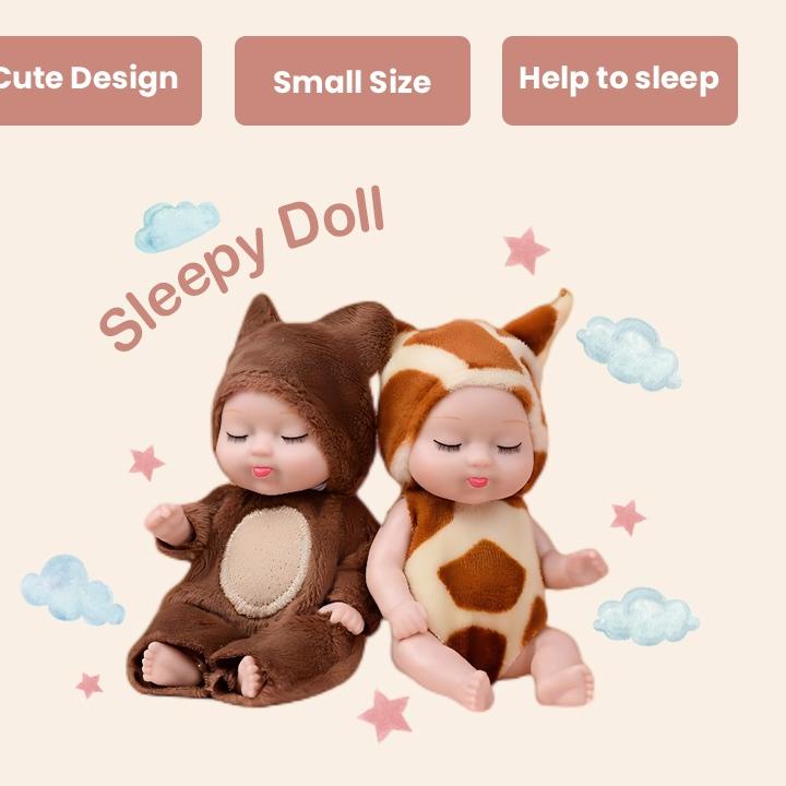 ☼ SOOKA Mainan Boneka Bayi Super Mini Reborn/Newborn Perempuan Tidur Mini Lucu Mirip Asli Ukuran 11 