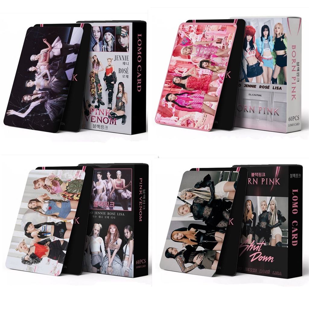 60pcs/box BP Album Pink VENOM BORN Pink SHUT DOWN Photocards Lisa Jennie Jisoo Rose Kartu Lomo Hitam Pink Kpop Postcards READY STOCK Blackpink Blackpink