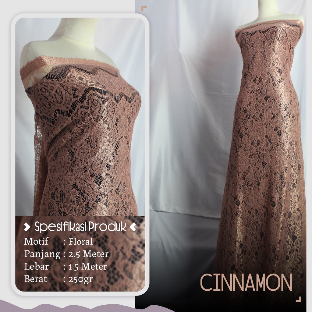 Kain Brokat Semi Perancis Metalik Panjang 2.5 Meter x Lebar 1.5 Meter