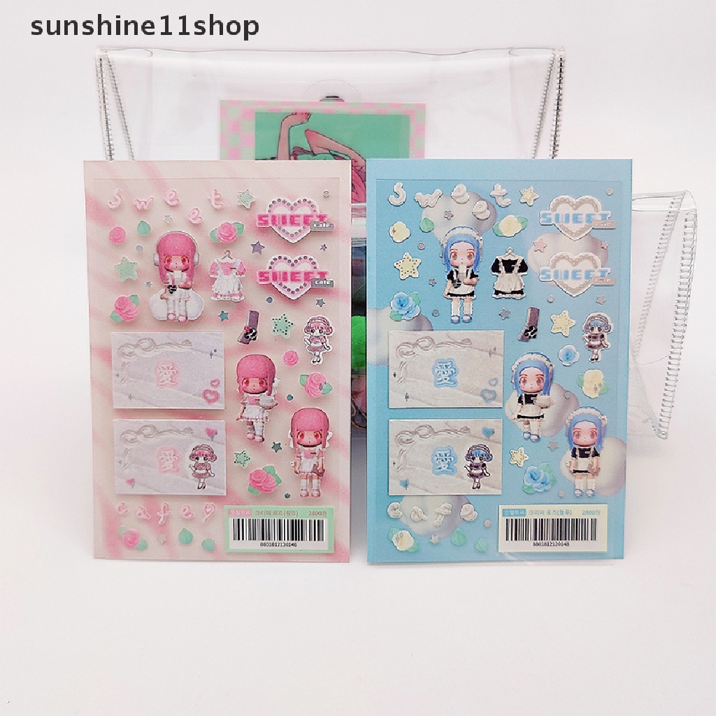 Sho 2pcs Korean Ins Cute Modeling Girl Stiker Scrapbooking Diy Album Dekorasi Stiker Aesthetic Personalized Kawaii Stationery N