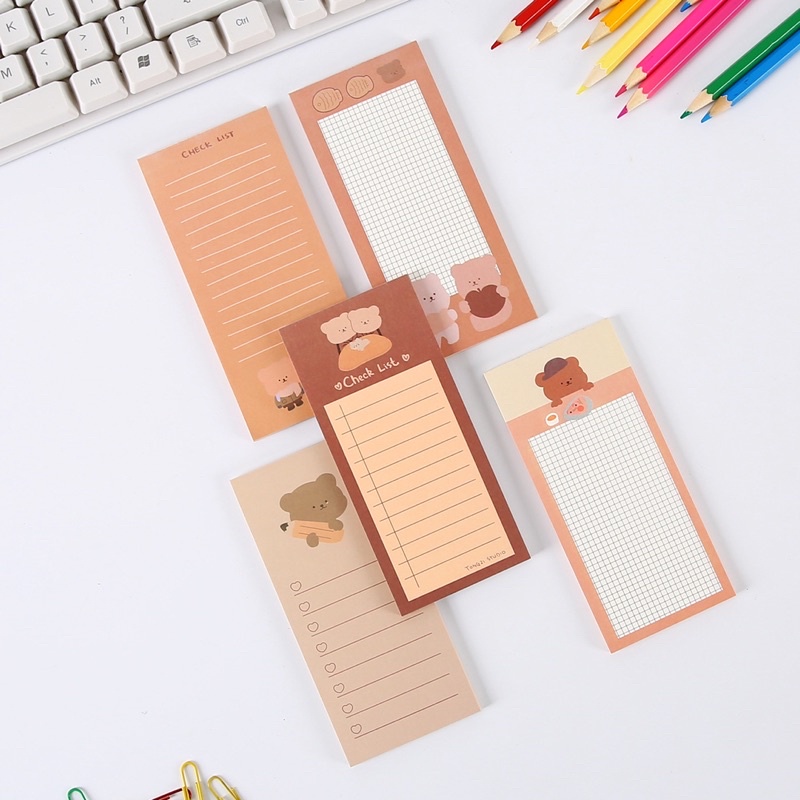 

POMPONI MEMOPAD AESTHETIC STICKY NOTE PANJANG BERUANG COKLAT