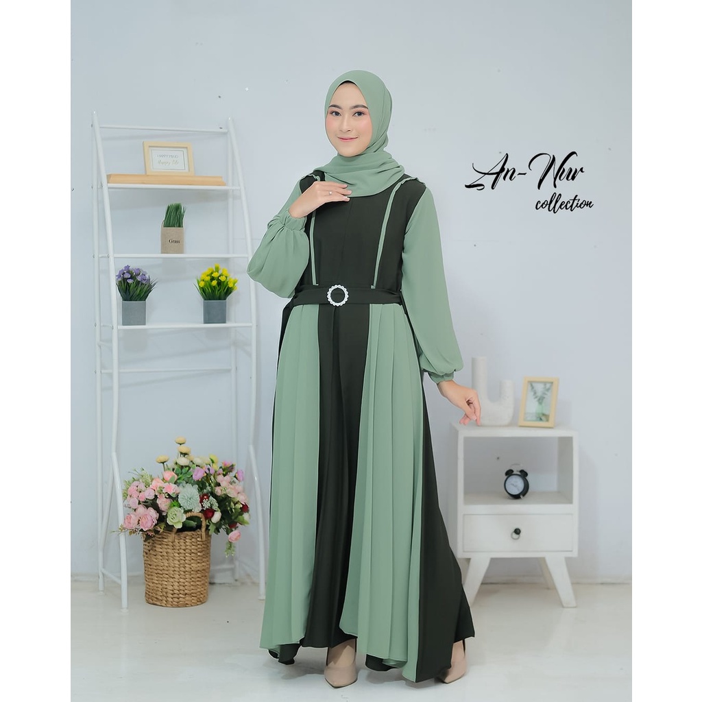 Vania Annur gamis set pashmina mutiara itycrepe mix ceruty ceruti babydoll premium dress namira