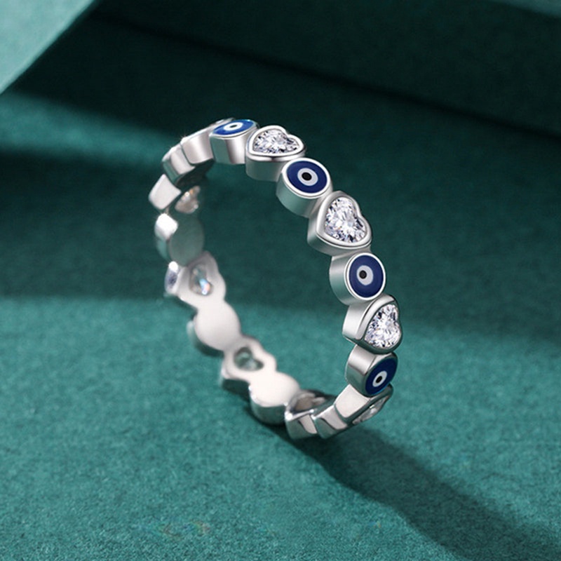 Beruntung Mata Jahat Cubic Zirconia Eternity Ring Band Engaement Band Lucu Indah Gadis Wanita Zirconia Jari Rings