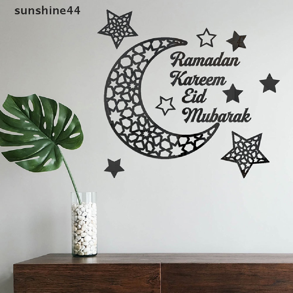 Sunshine Ramadan Stiker Dinding Bulan Bintang Lentera DIY Wall Decal Kareem Ramadan Dekorasi Untuk Rumah Islami Muslim Mural Eid Mubarak ID