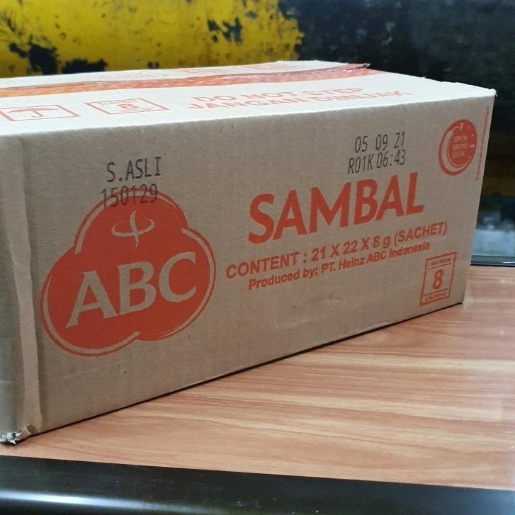 

☝ Saos Sambal ABC Asli Sachet - 1 Dus/Karton isi 21 Pak x 22 Sachet @8gr ⅍