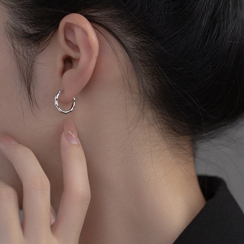 Papaozhu Keren Tidak Teratur Berongga Lingkaran Hoop Anting-Anting Untuk Wanita Gadis Sederhana Geometris Stud Anting Temperamen Telinga Aksesoris Harian