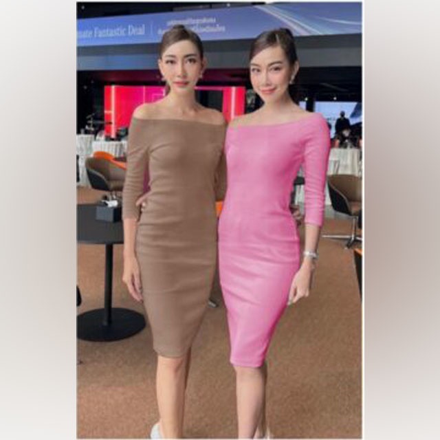 Dres Korean Style Wanita SP4 17980 Bahan Scuba / Dress Wanita Casual Dress Midi Warna Coklat PInk Pu
