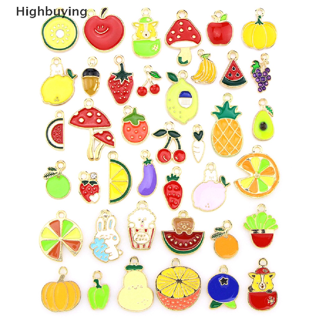 Hbid 40Pcs / set Mix Mini Metal Fruit Enamel Ch Pendant DIY Bracelet Necklace Earring Jewelry Making Accessories Glory