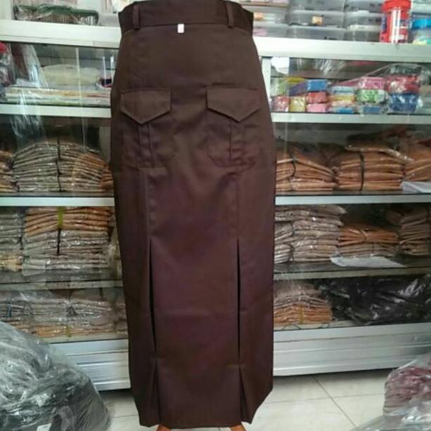 Rok span Pramuka SMP belah 2 kantong depan ROK SPAN COKLAT ROK PRAMUKA