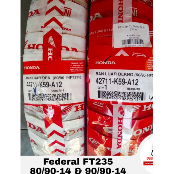 BAN LUAR AHM MOTOR FEDERAL (80/90-14 K59A 12 TUBELESS)